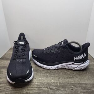 Hoka Clifton 8 Black White Running Shoes 1121374-BWHT Mens Sz 9 EE Wide